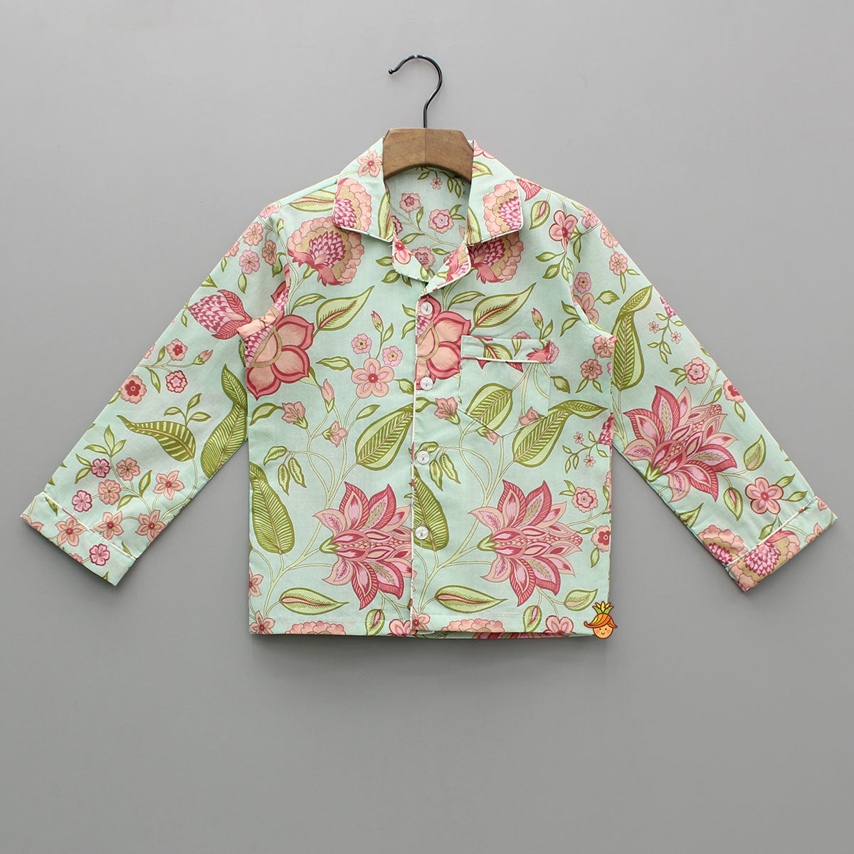 Pre Order: Floral Printed Notch Collar Top And Pyjama