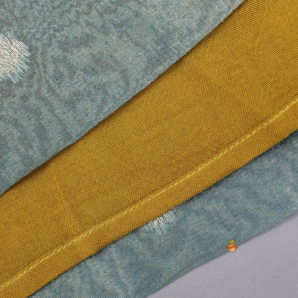 Contrast Panel Detailing Mustard Kurti And Matching Dupatta