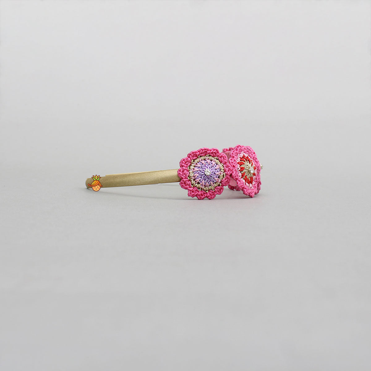Pink Crochet Flowers Embellished Hairband