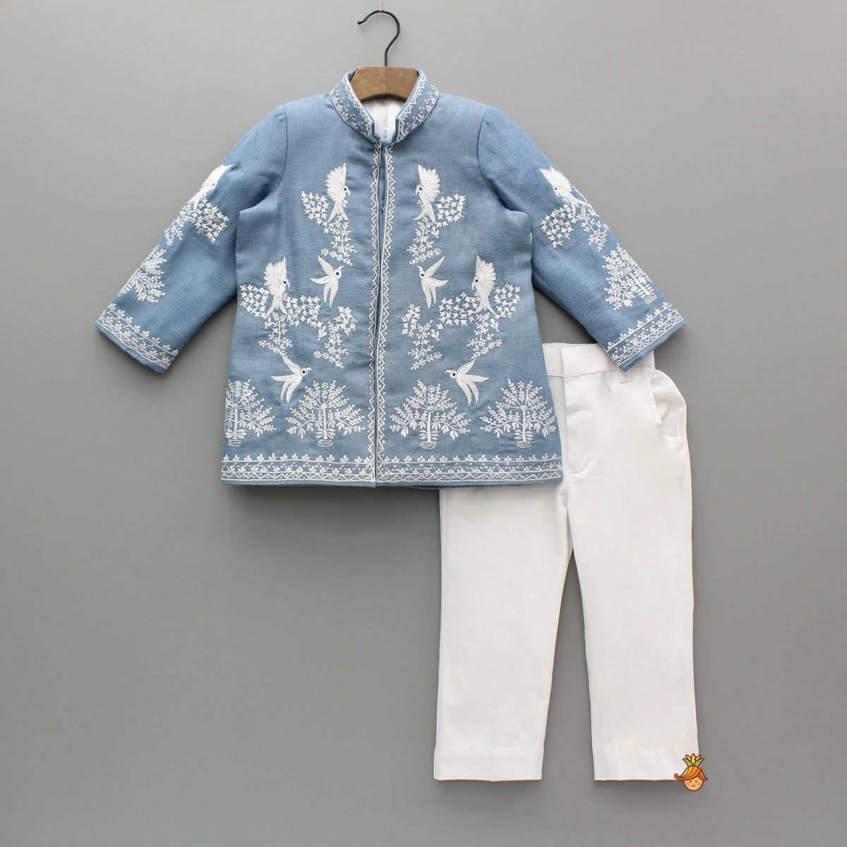 Pre Order: Bird Embroidered Sherwani And Pant