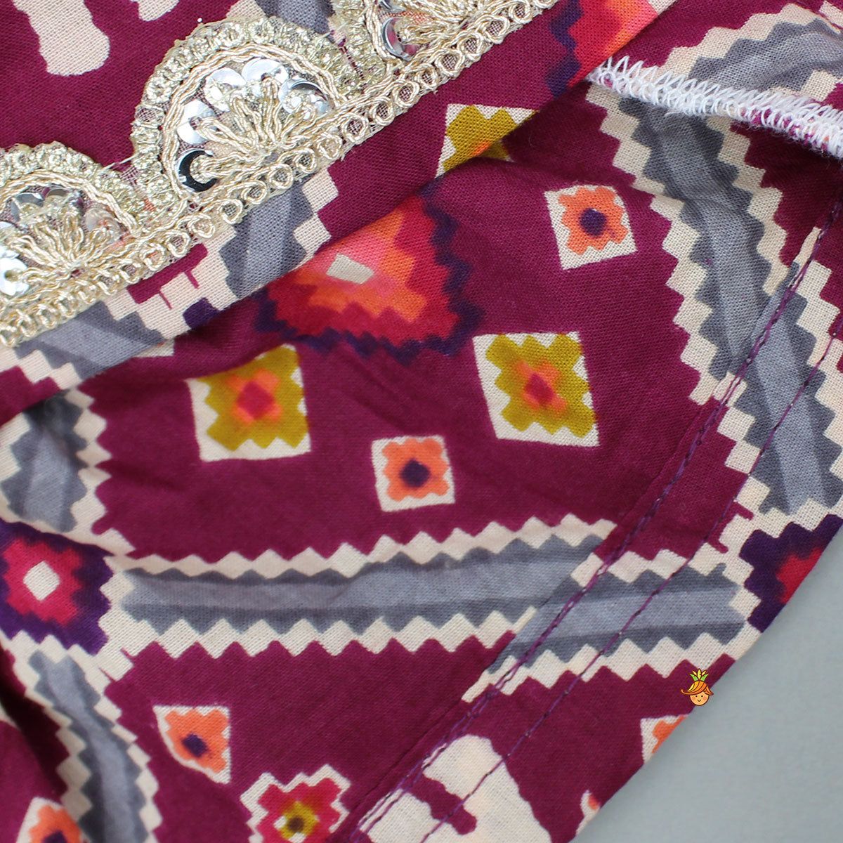 Pre Order: Beautiful Patola-Printed Angarkha Style Kurti And Dhoti With Dupatta