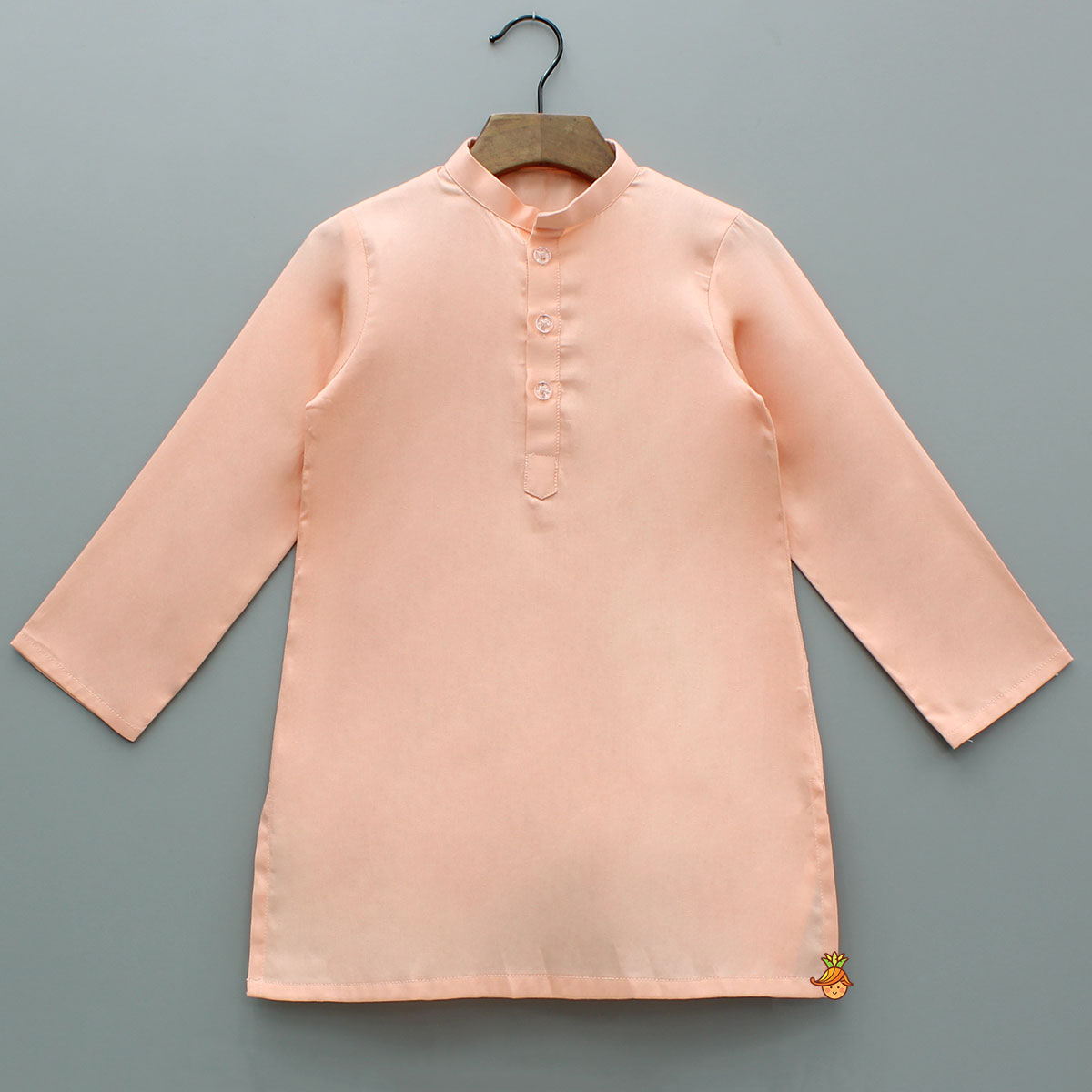 Pre Order: Peach Kurta With Embroidered Multicolor Jacket And Pyjama