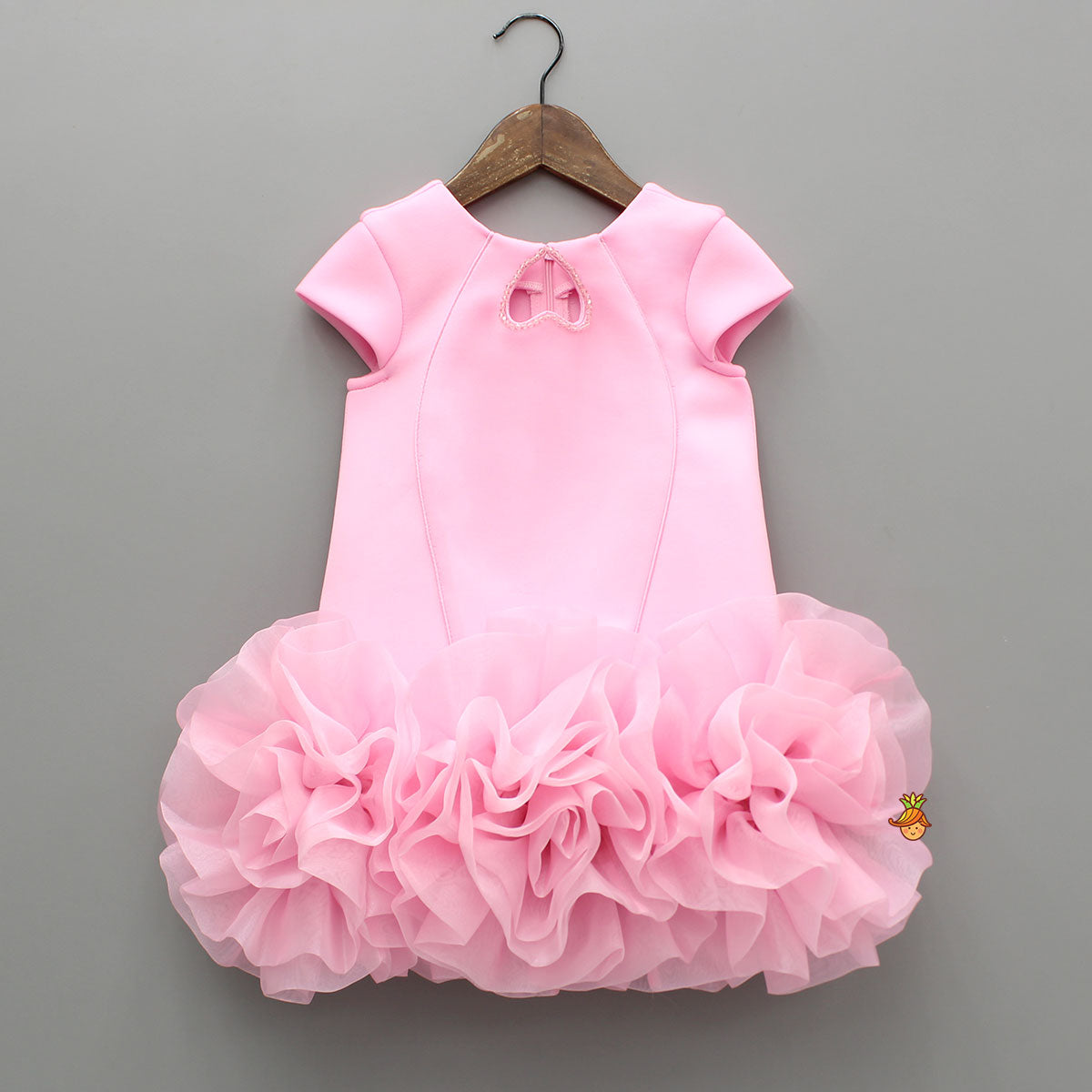 Pre Order: Pink Elegant Embellished Dress With Organza Flower Detail