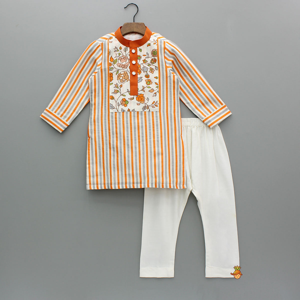 Pre Order: Multicolor Striped Printed Kurta With Pyjama
