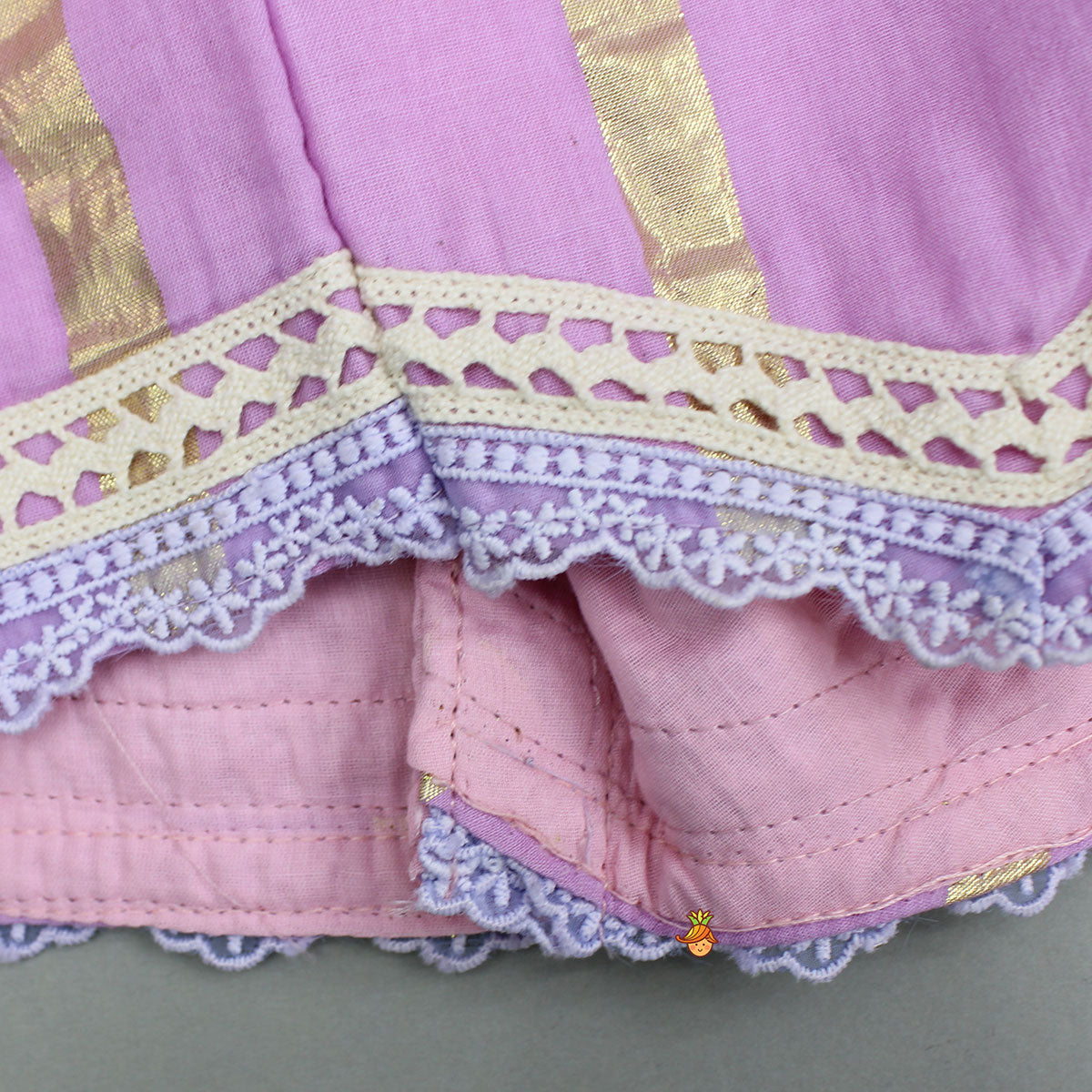 Pre Order: Heart Detail Pink Top With Floral Lehenga