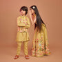 Scalloped Hem Thread Embroidered Top And Lehenga twinning model image 1