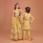 Scalloped Hem Thread Embroidered Top And Lehenga twinning model image 2