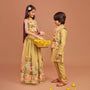 Scalloped Hem Thread Embroidered Top And Lehenga twinning model image 3