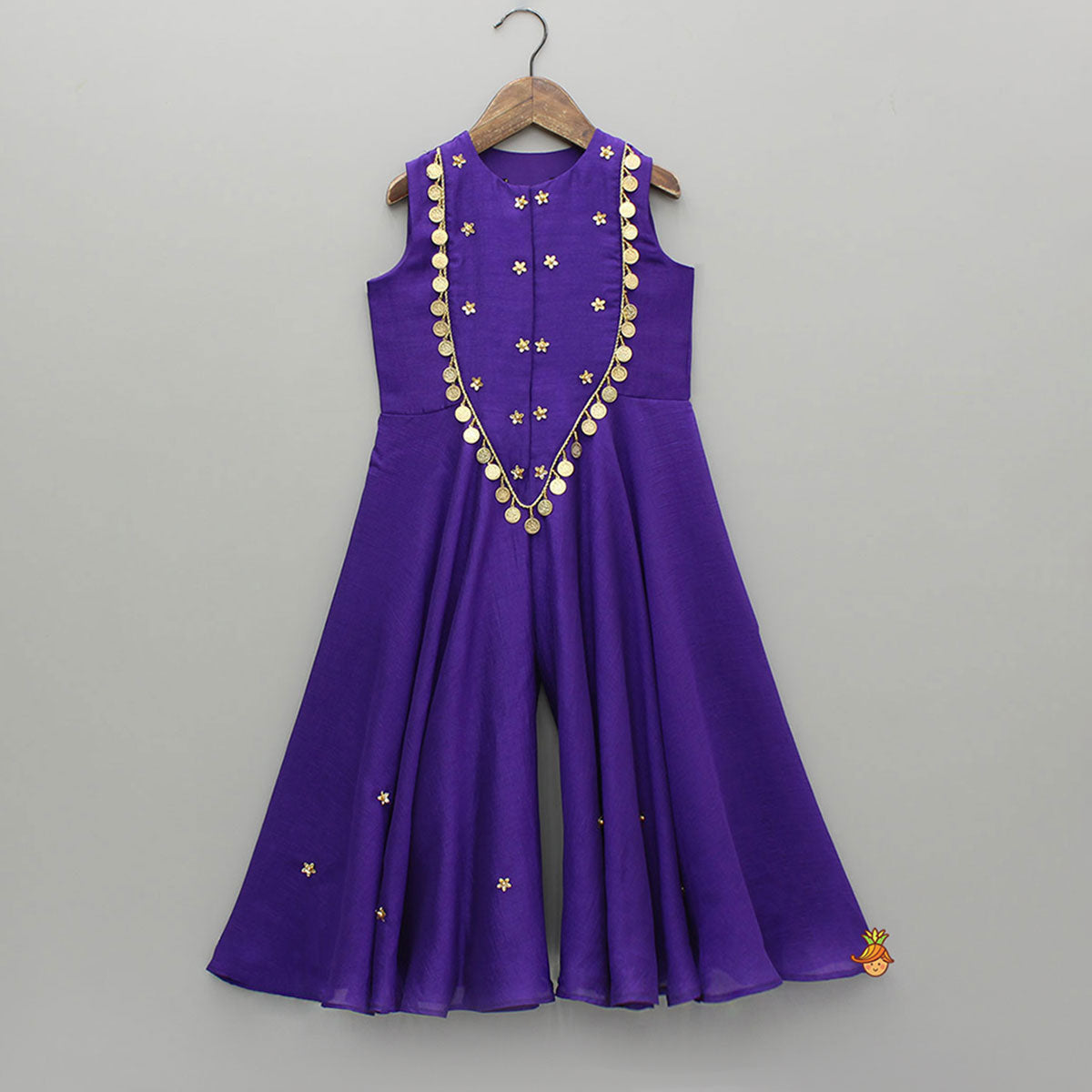 Pre Order: Ethnic Floral Sequins Flowy Violet Jumpsuit