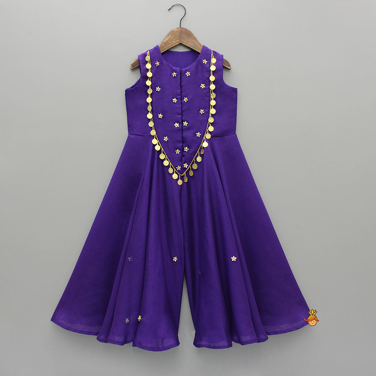 Pre Order: Ethnic Floral Sequins Flowy Violet Jumpsuit