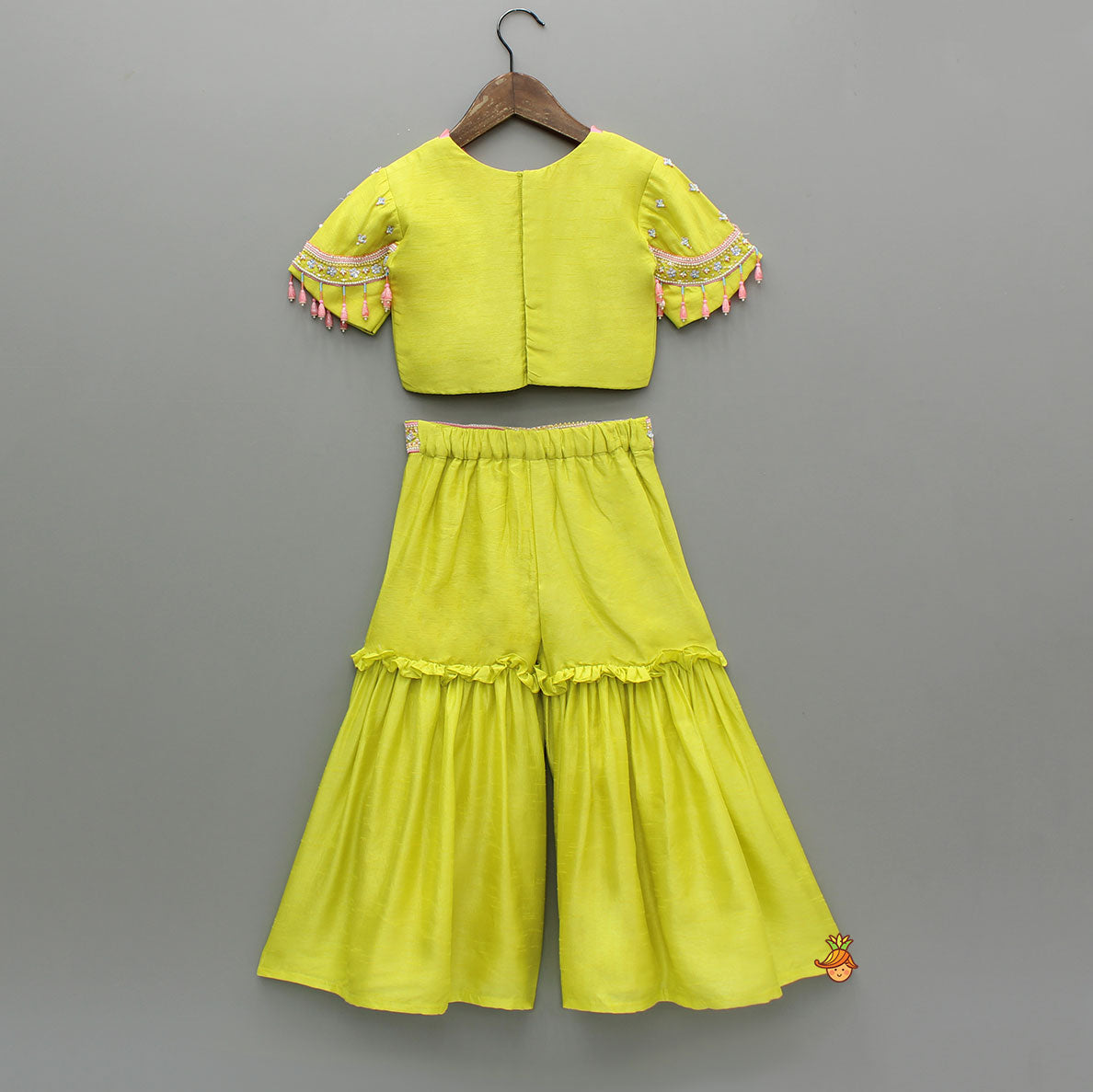 Pre Order: Yellow Tassel Top With Sharara