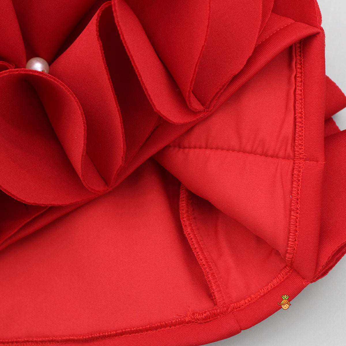 Pre Order: Red Ruffle Hem Dress With Bow Adornment