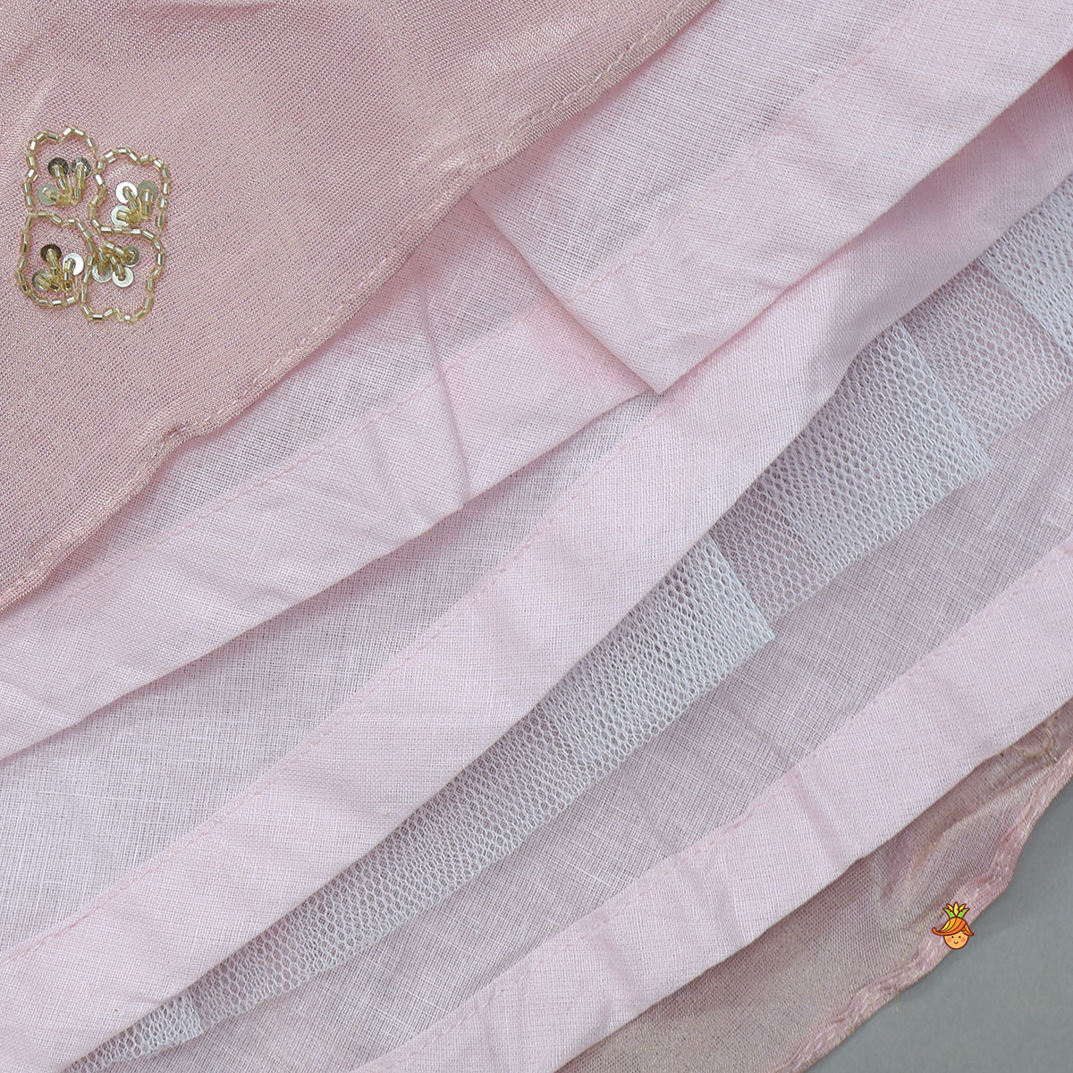 Pre Order: Shimmery Sequin Embroidered Crop Top With Flared Lehenga And Matching Dupatta