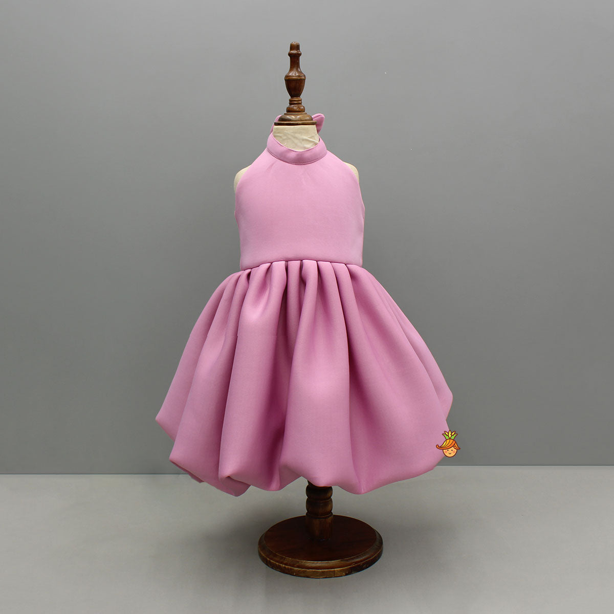 Pre Order: Pink Halterneck Balloon Dress With Bow Detailing