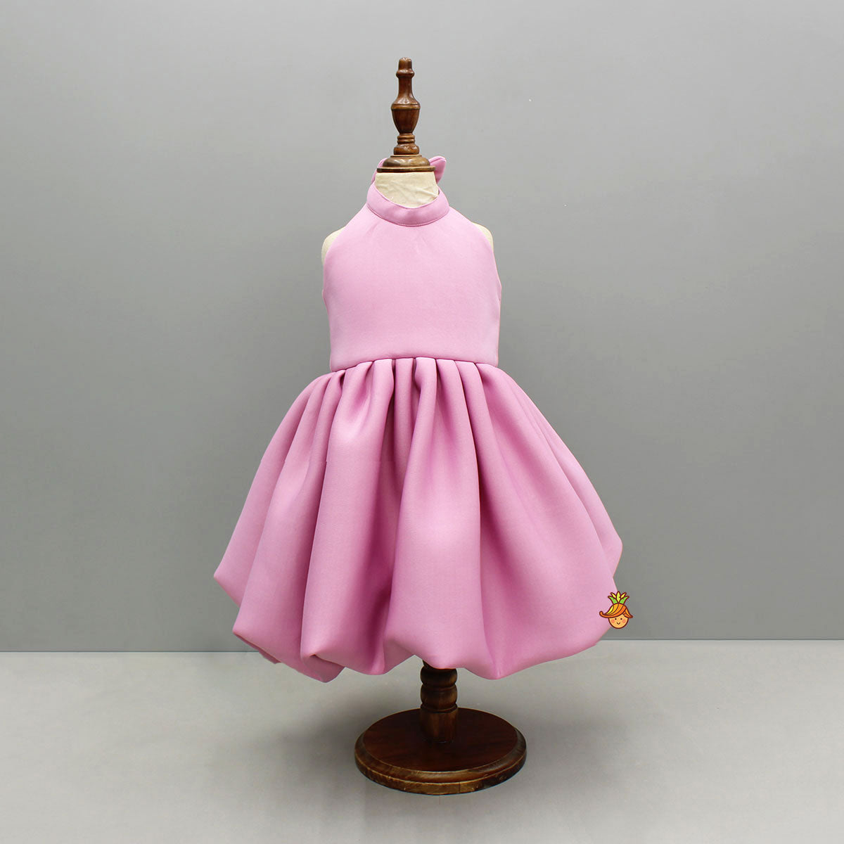 Pre Order: Pink Halterneck Balloon Dress With Bow Detailing