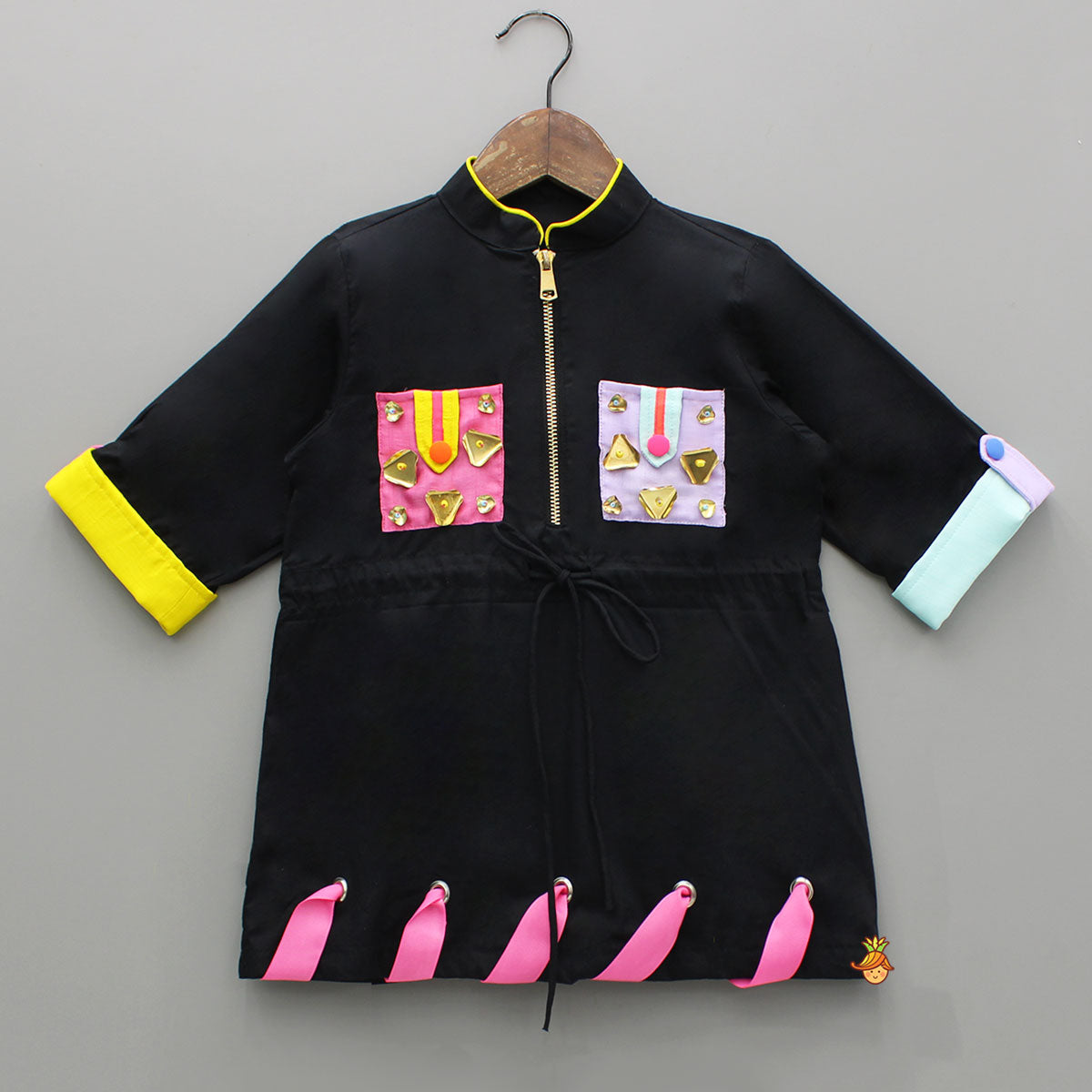 Pre Order: Patch Pocket Detailed Black Dress