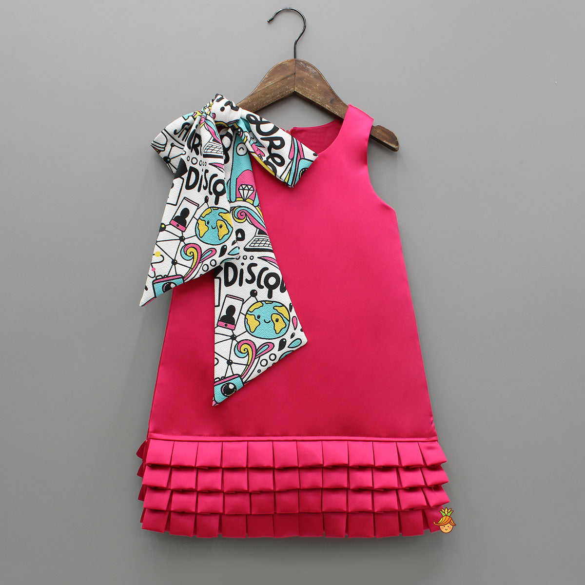 Pre Order: Pink Satin Frill Dress With Bow