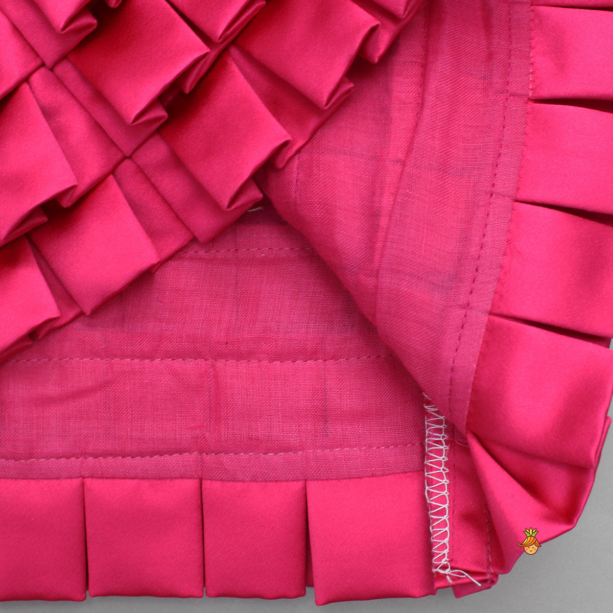 Pink Satin Frill Dress With Bow