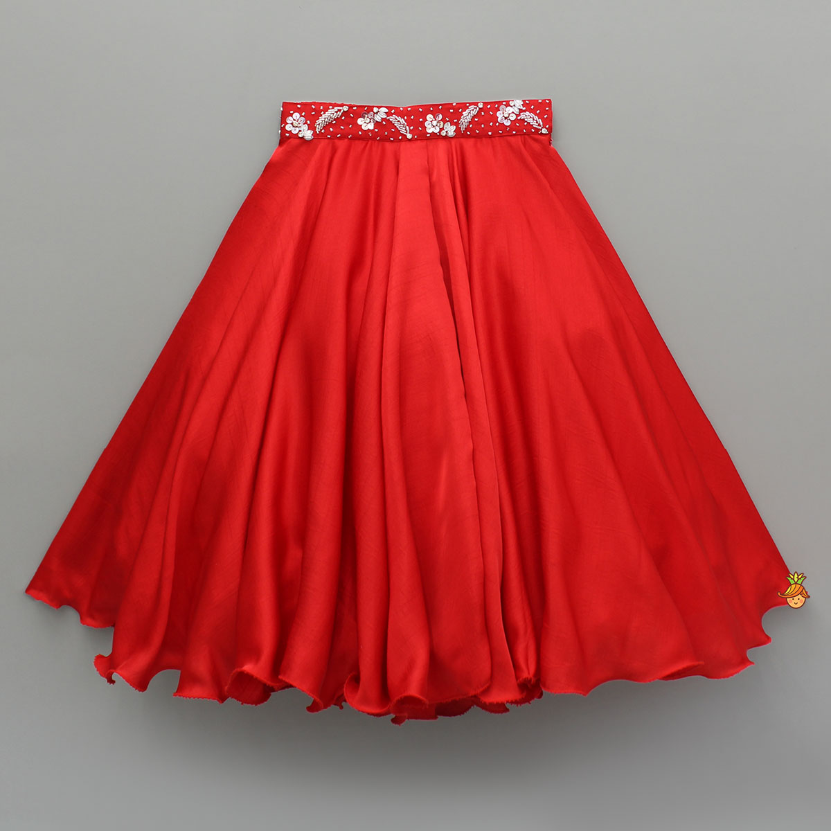 Pre Order: Sequin Embellished Red Top With Flared Lehenga