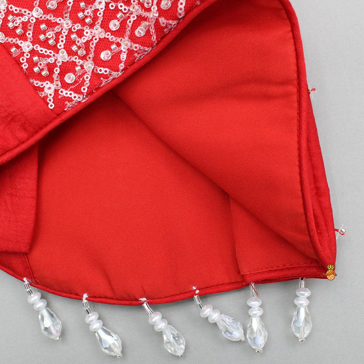 Pre Order: Sequin Embellished Red Top With Flared Lehenga