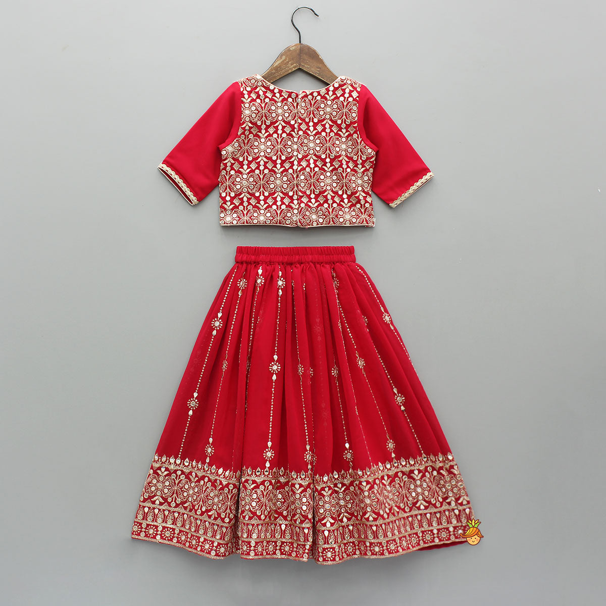 Sequin And Thread Embroidered Top With Matching Lehenga And Dupatta