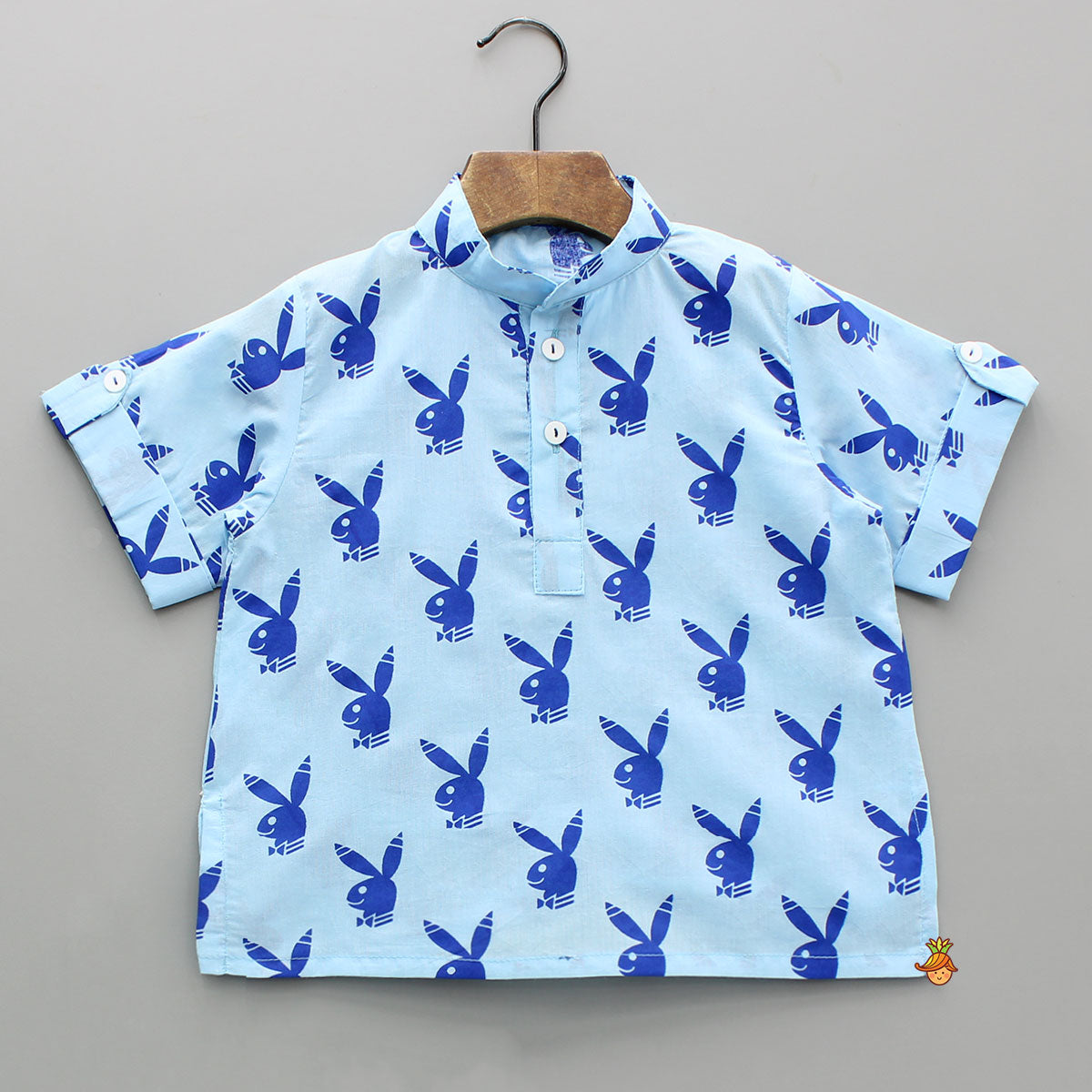 Pre Order: Blue Printed Cotton Sleepwear