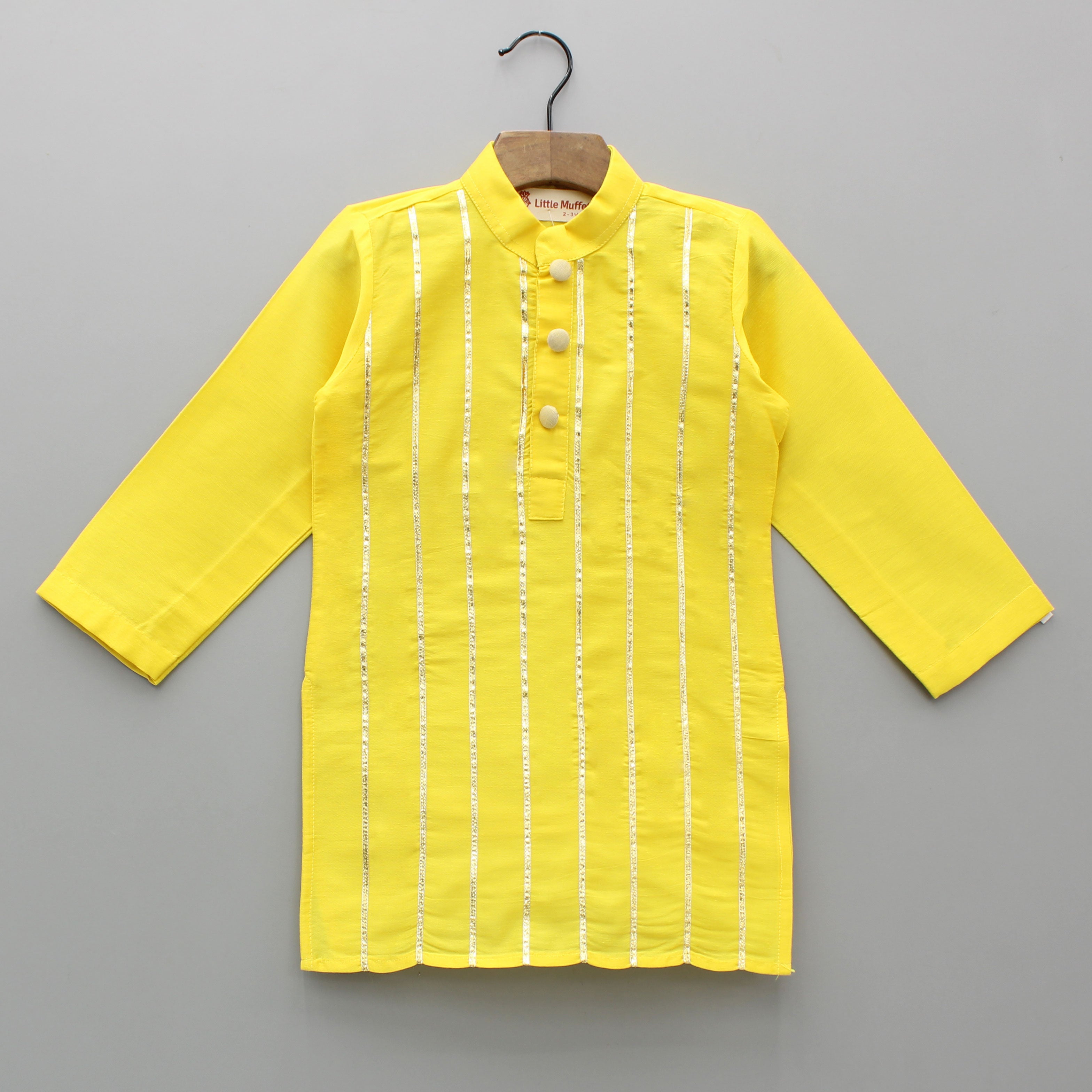 Yellow Lace Detailed Kurta With Dhoti