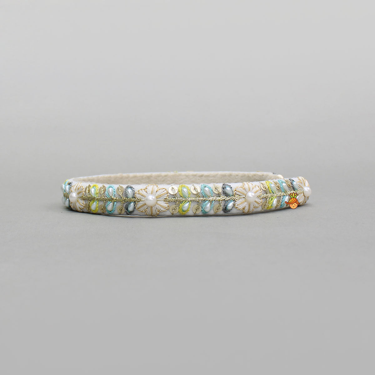 White Beaded Embroidered Hairband