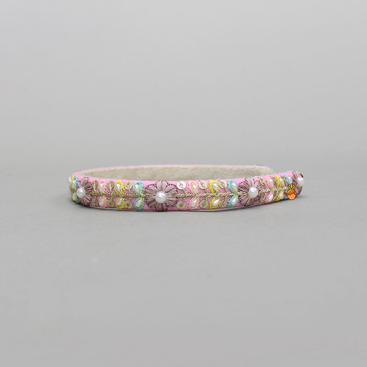 Pink Beaded Embroidered Hairband