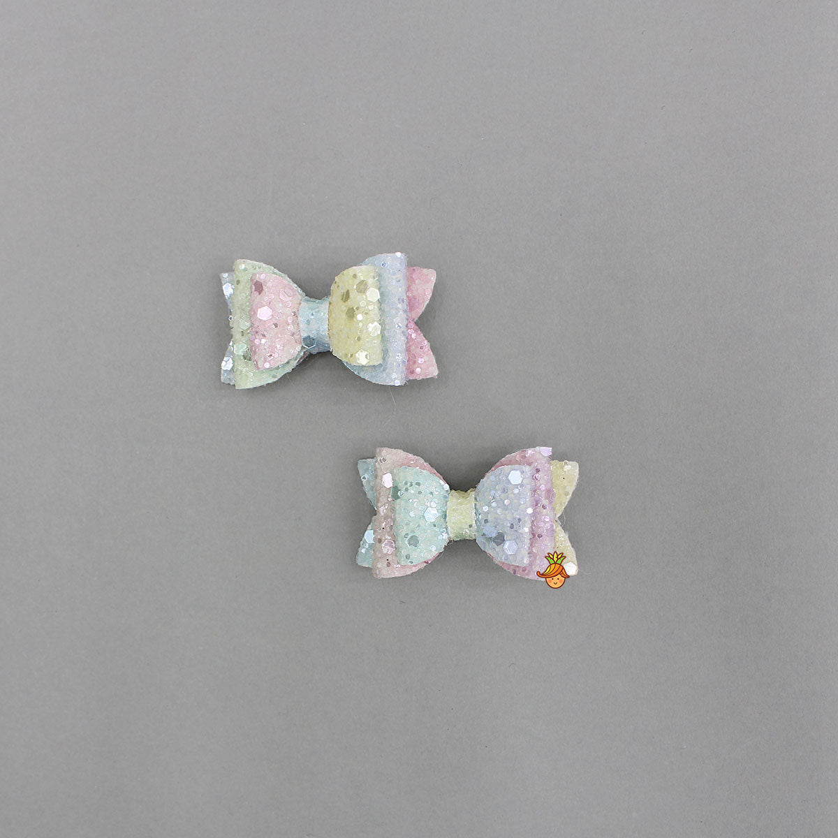 Faux Glitter Multicolor Micro Bow Hair Clips