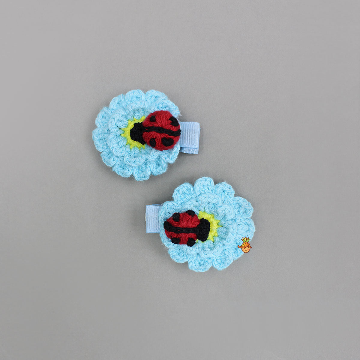 Blue Crochet Flower Hair Clips