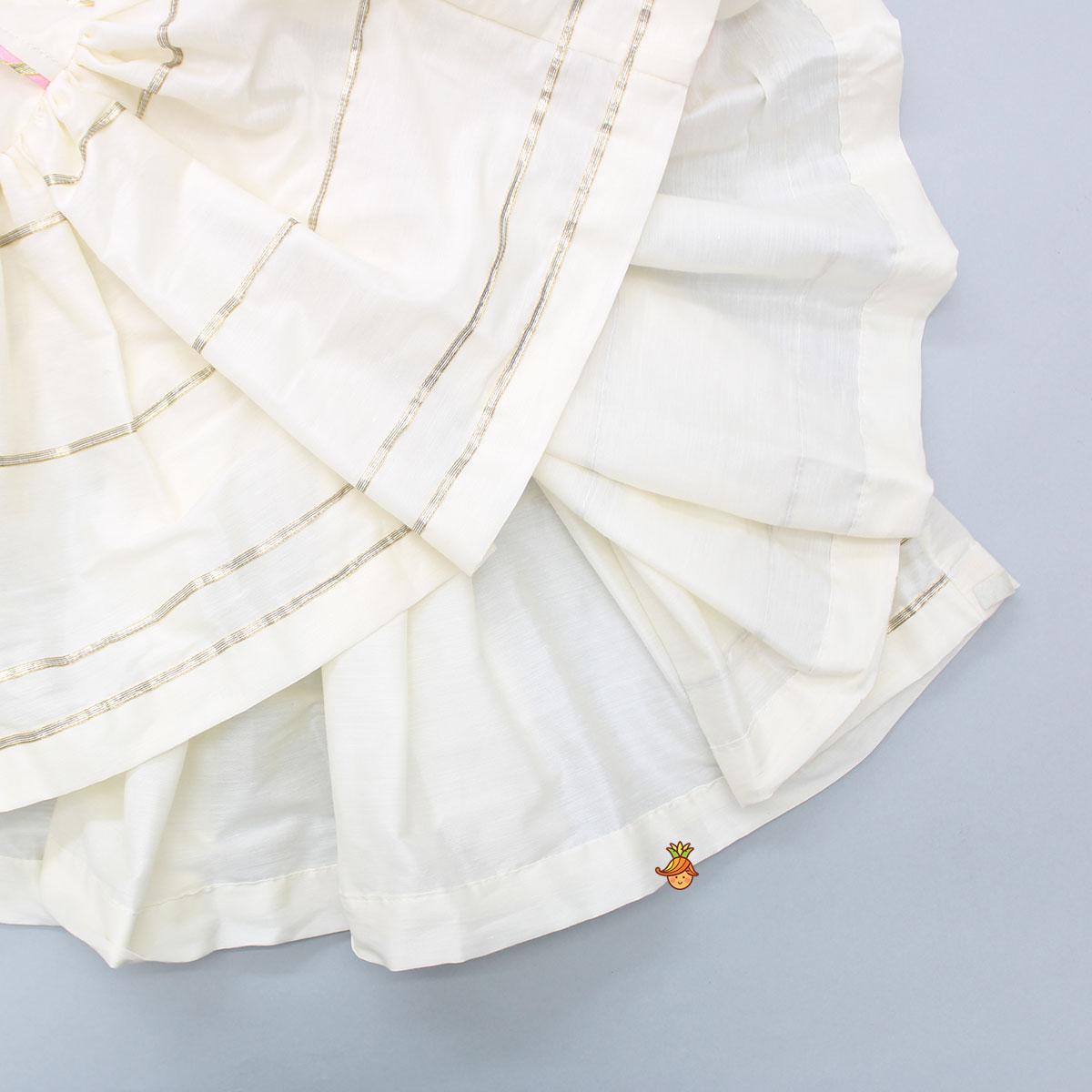 Pre Order: Krishna Embroidered Angarkha Top With Lace Work Pink Dhoti And Mukut