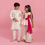 Off White Booti Embroidered Kurta With Pyjama twinning model image 1
