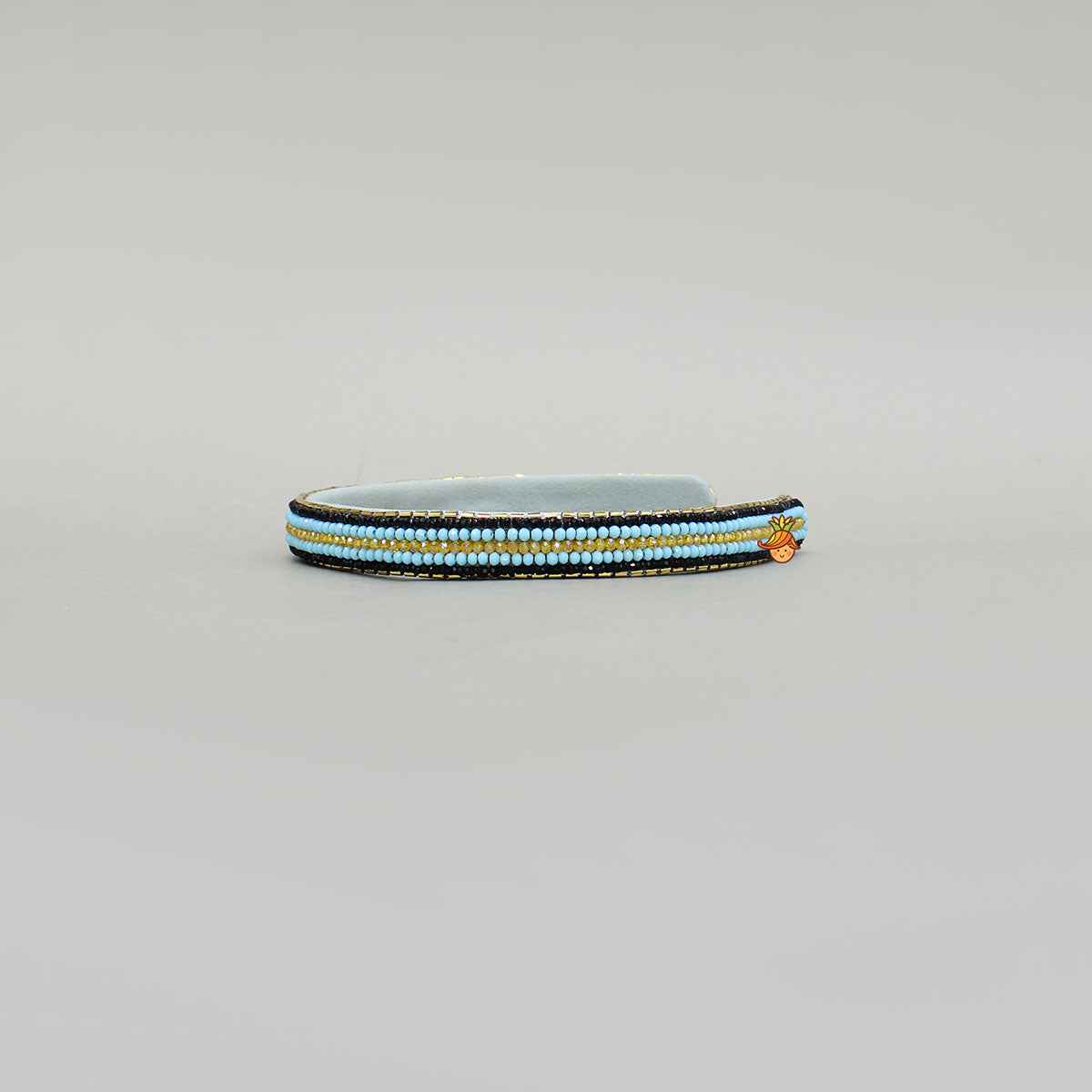 Multicolored Beads Hand Embroidered Blue Hairband