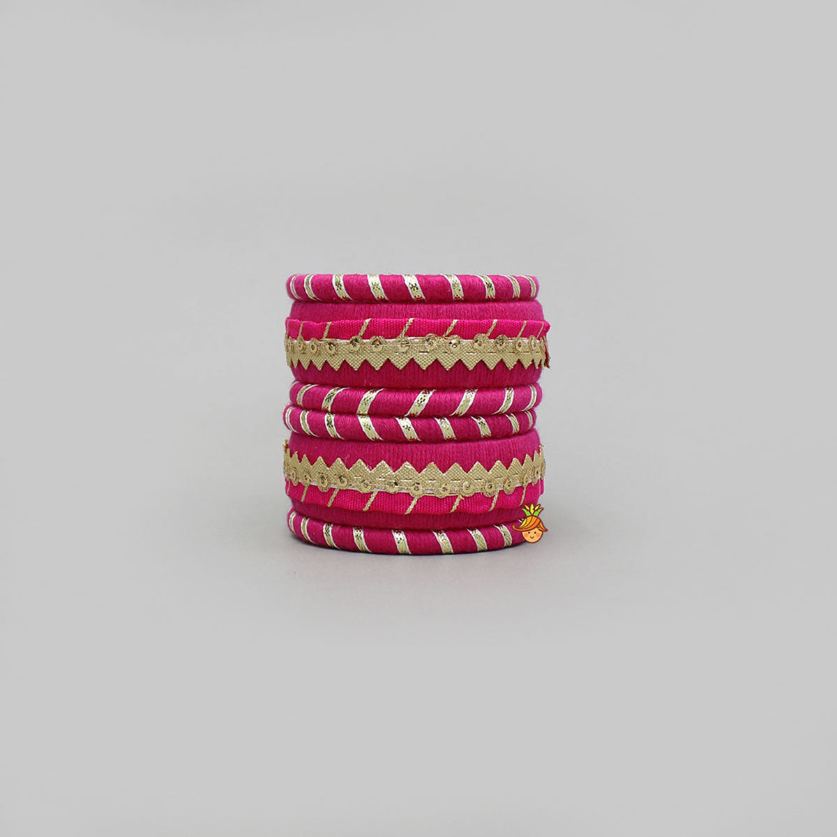 Gota Lace-Embellished Pink Thread Bangles