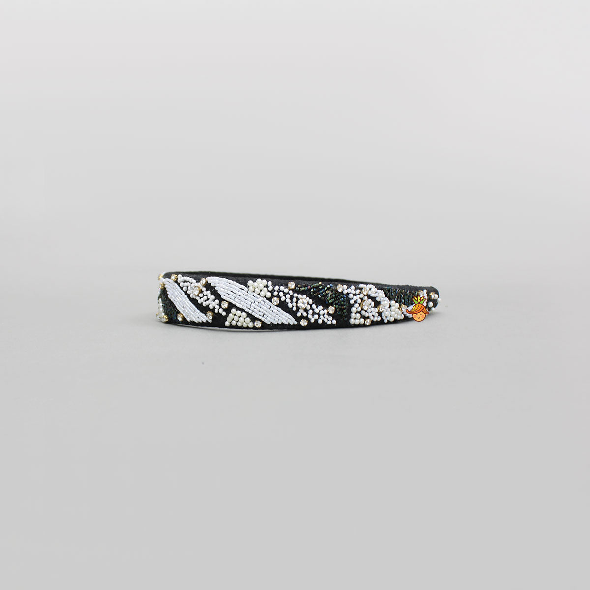 Stunning Black And White Hand Embroidered Hairband