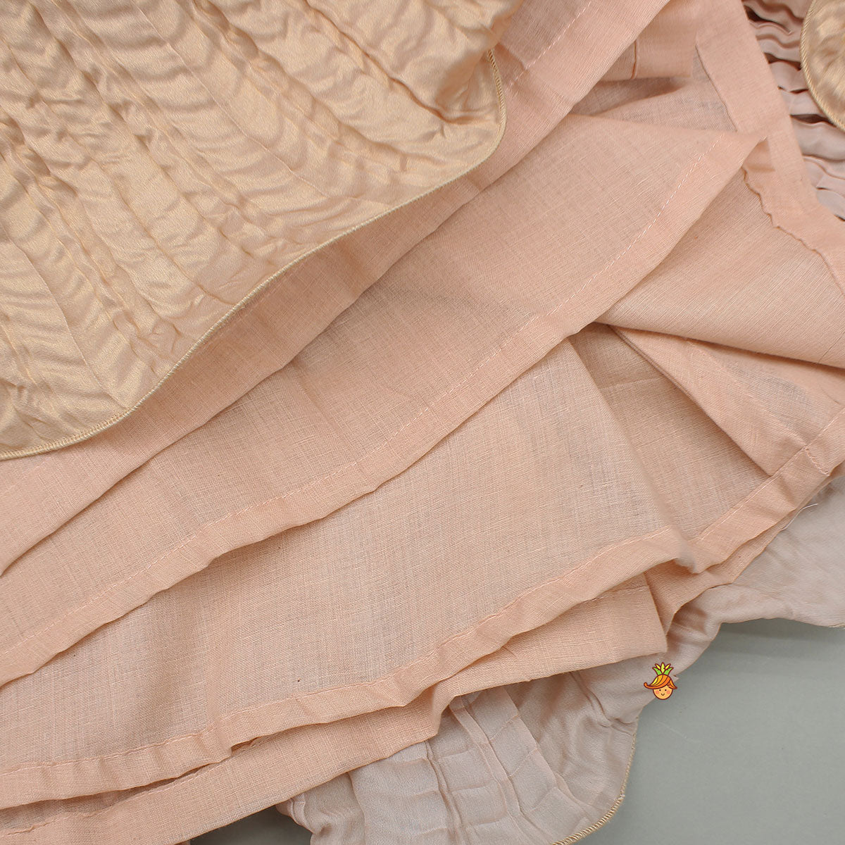 Pre Order: Gorgeous Shimmery Pink Draped Top With Shimmery Lehenga