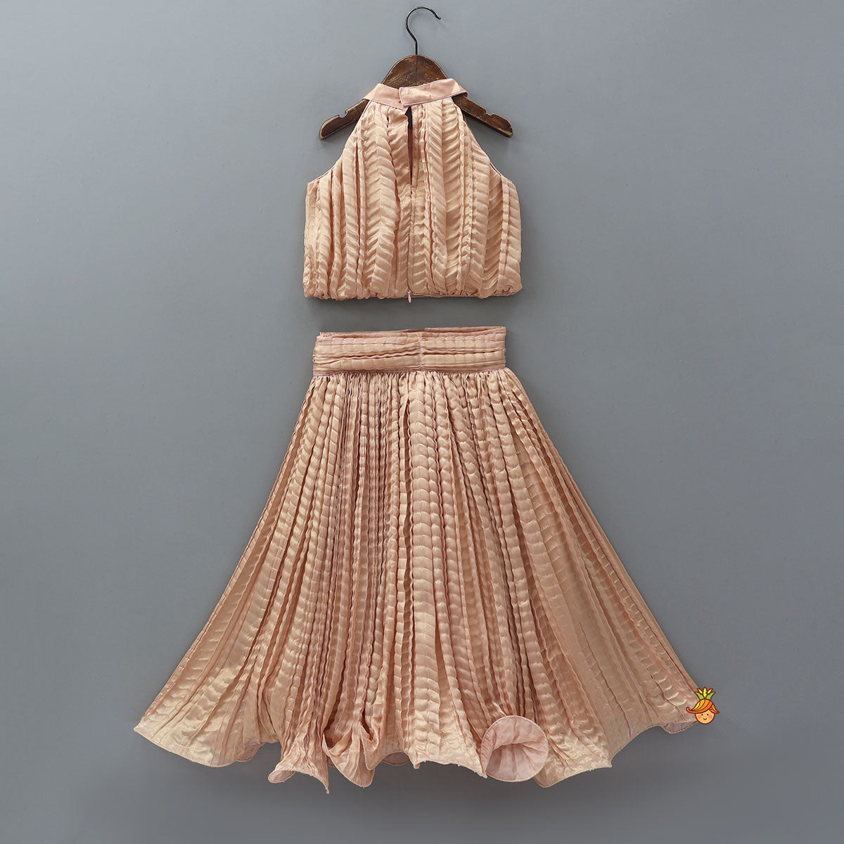 Pre Order: Beautiful Shimmery Halter Neck Top With Lehenga