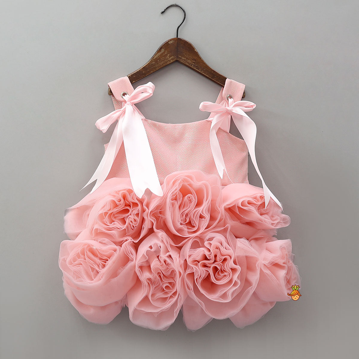 Flower Enhanced Shiny Dress