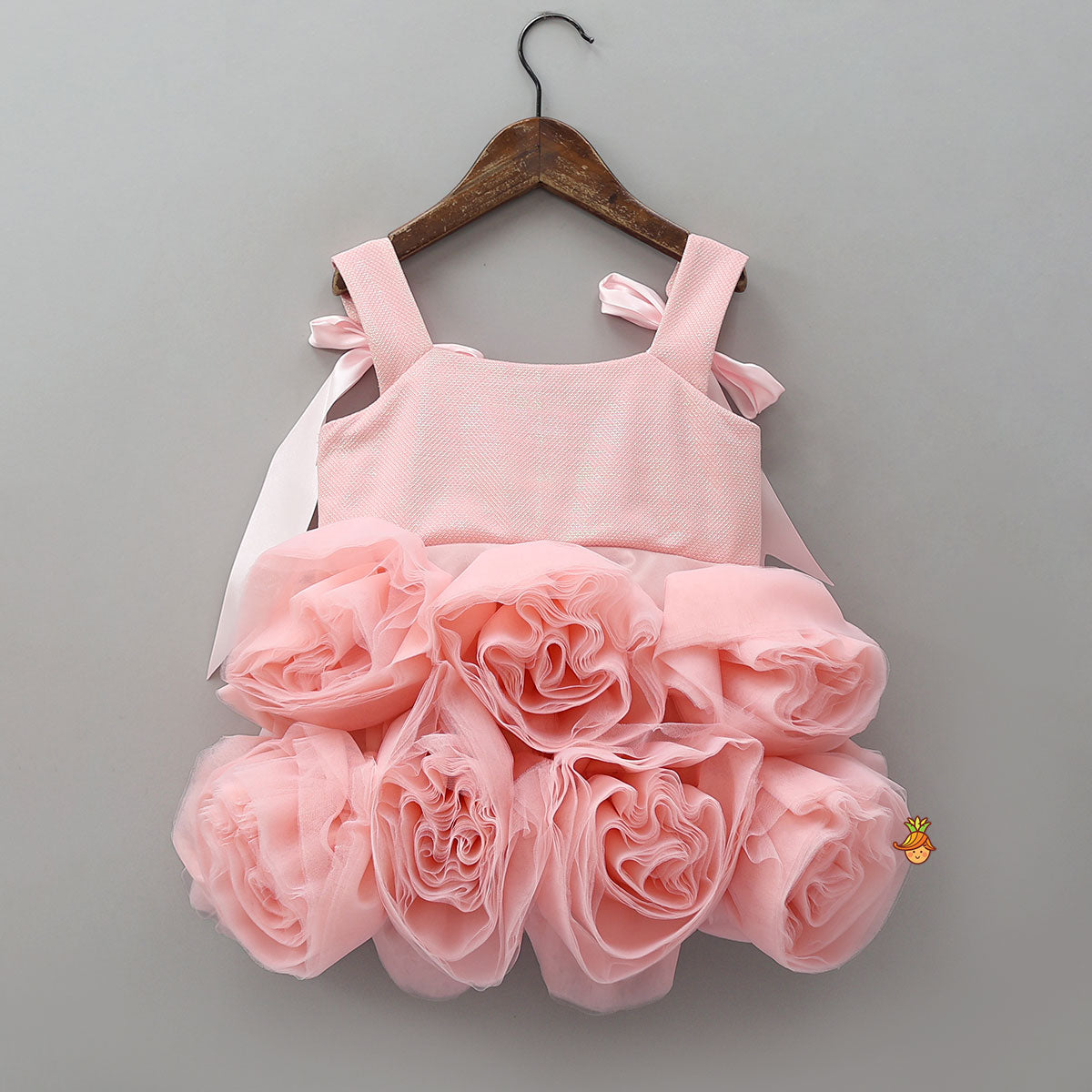 Flower Enhanced Shiny Dress