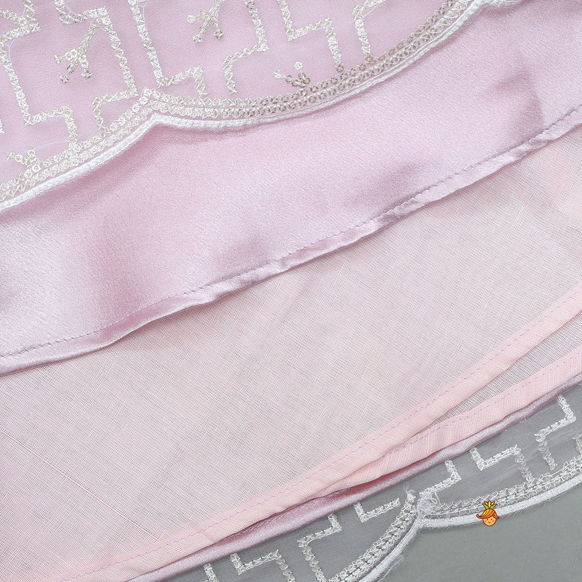 Pre Order: Pink Organza Crop Top With Lehenga
