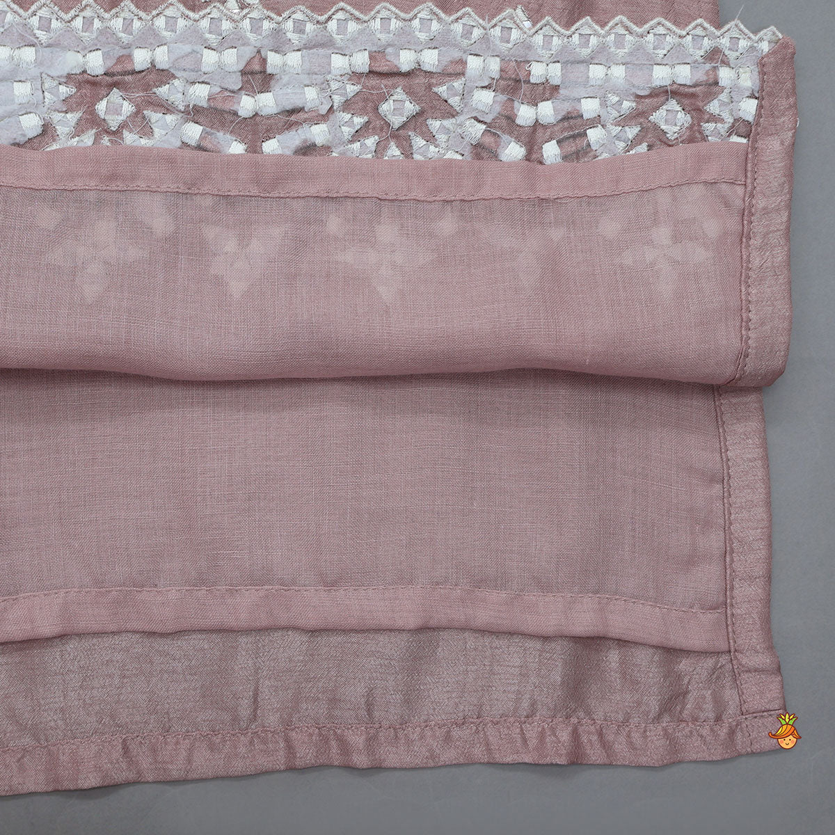 Pre Order: Pink Faux Mirror Embroidered Ruffle Detailed Kurti With Sharara