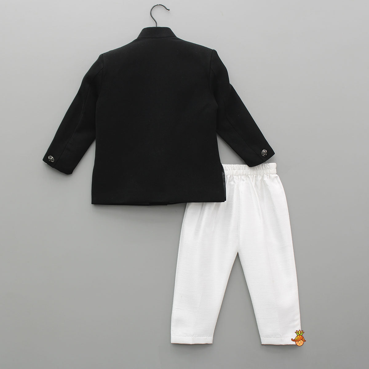 Pre Order: Black Ethnic Embroidered Sherwani With Pyjama