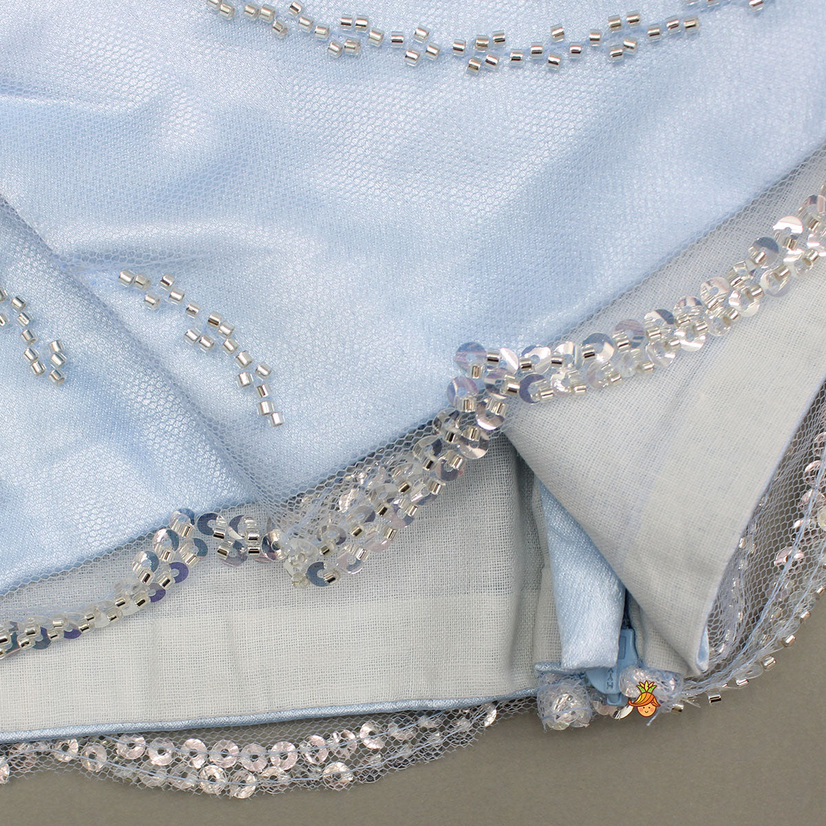 Pre Order: Cute Butterfly Embroidered Blue Top With Embellished Lehenga And Hairband