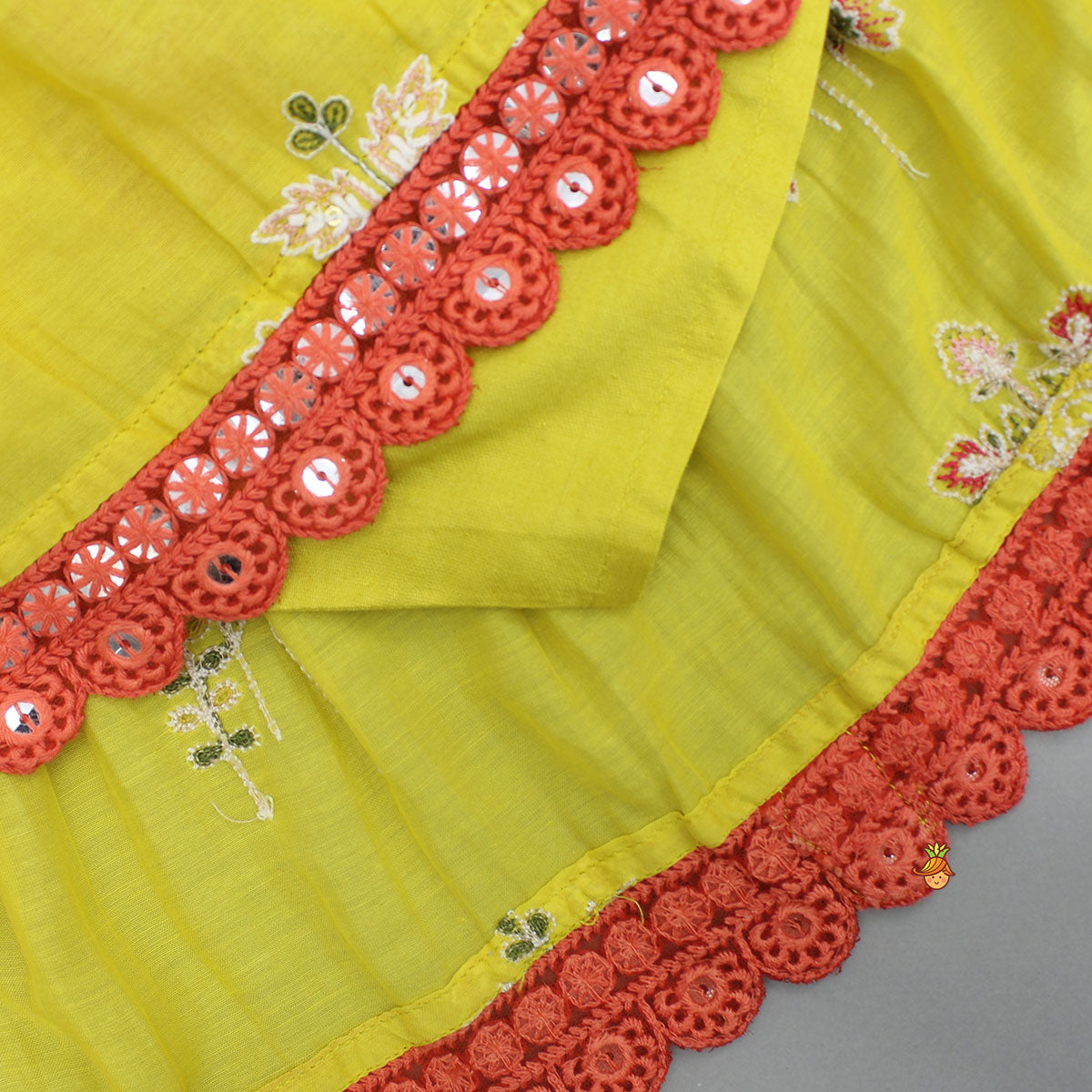 Thread Embroidered One Shoulder Top With Multicolour Panel Palazzo