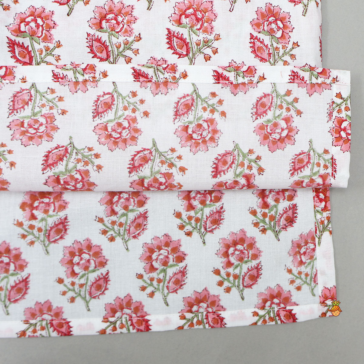 Pre Order: Floral Hand Block Printed Cotton Kurta With Pyjama