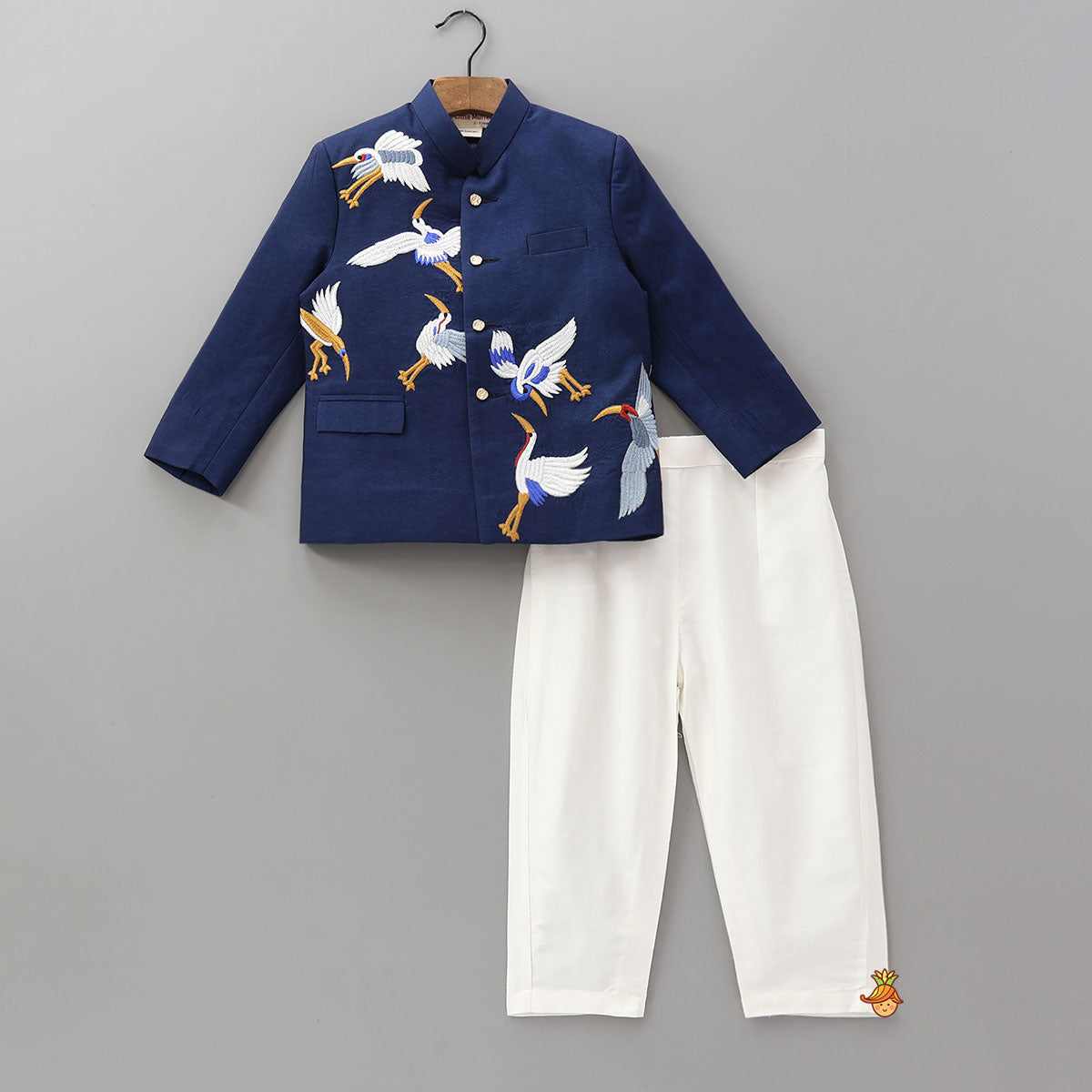 Pre Order: Blue Bird Embroidered Sherwani With Off White Pyjama