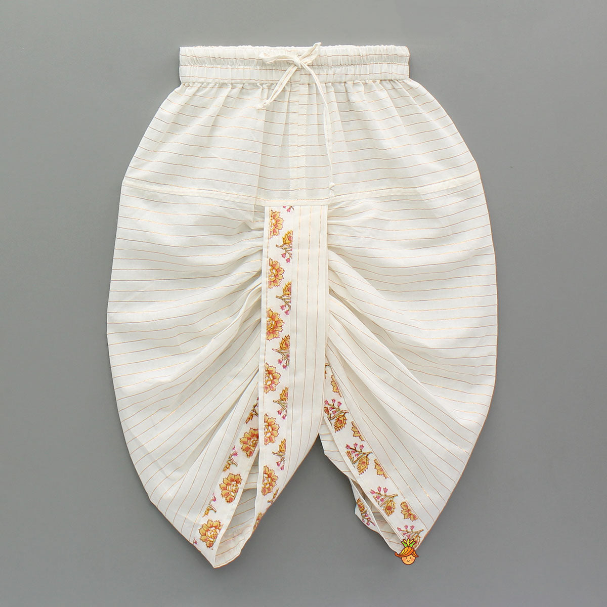 Pre Order: White Block Print Kurta With Matching Dhoti