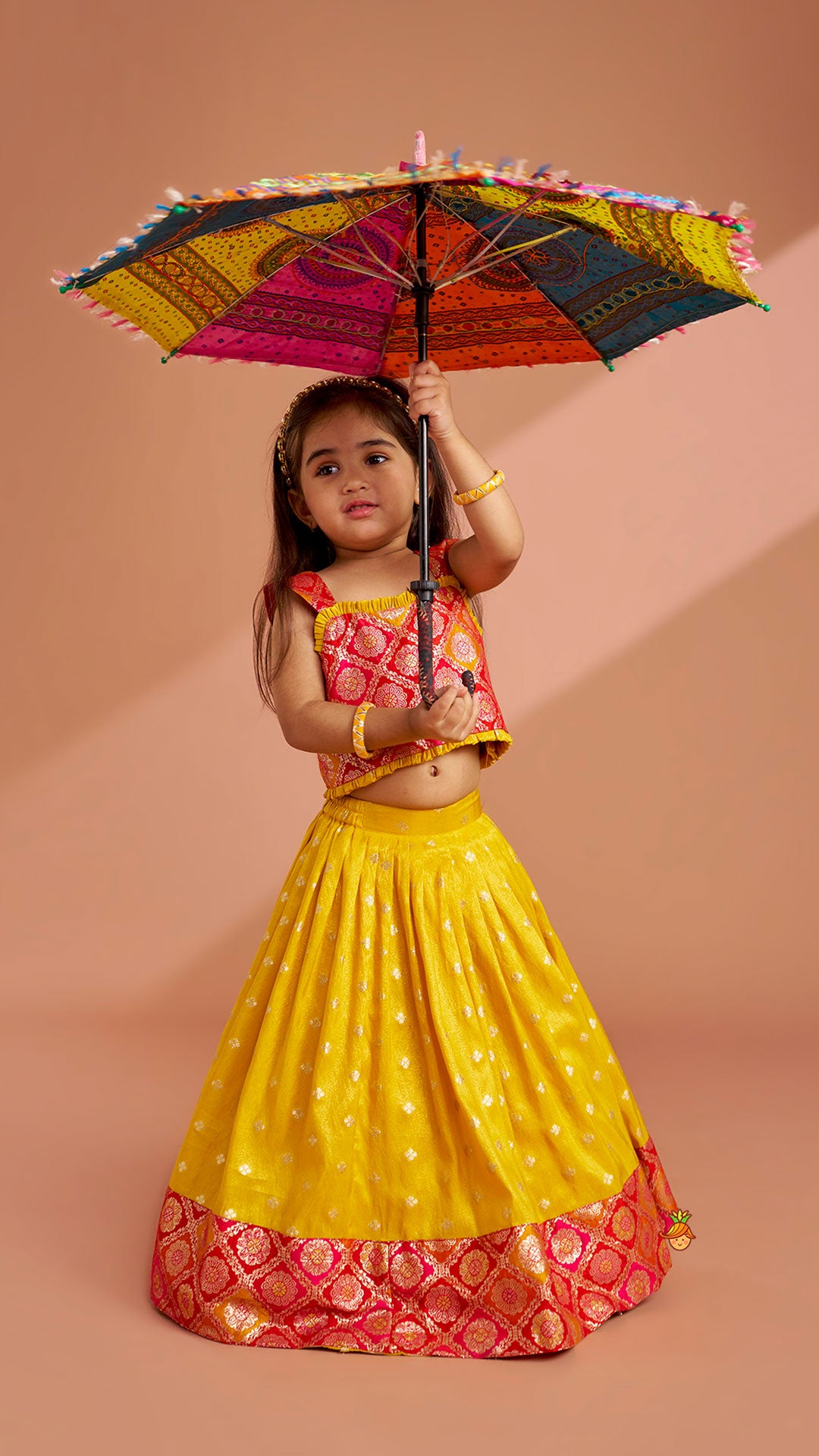 Pre Order: Brocade Top With Lehenga And Dupatta