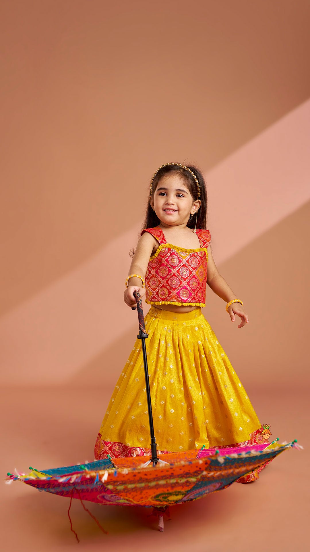 Pre Order: Brocade Top With Lehenga And Dupatta